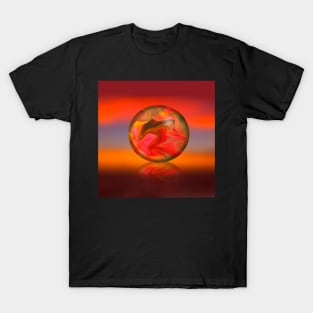 Sunset sky background with digital sphere T-Shirt